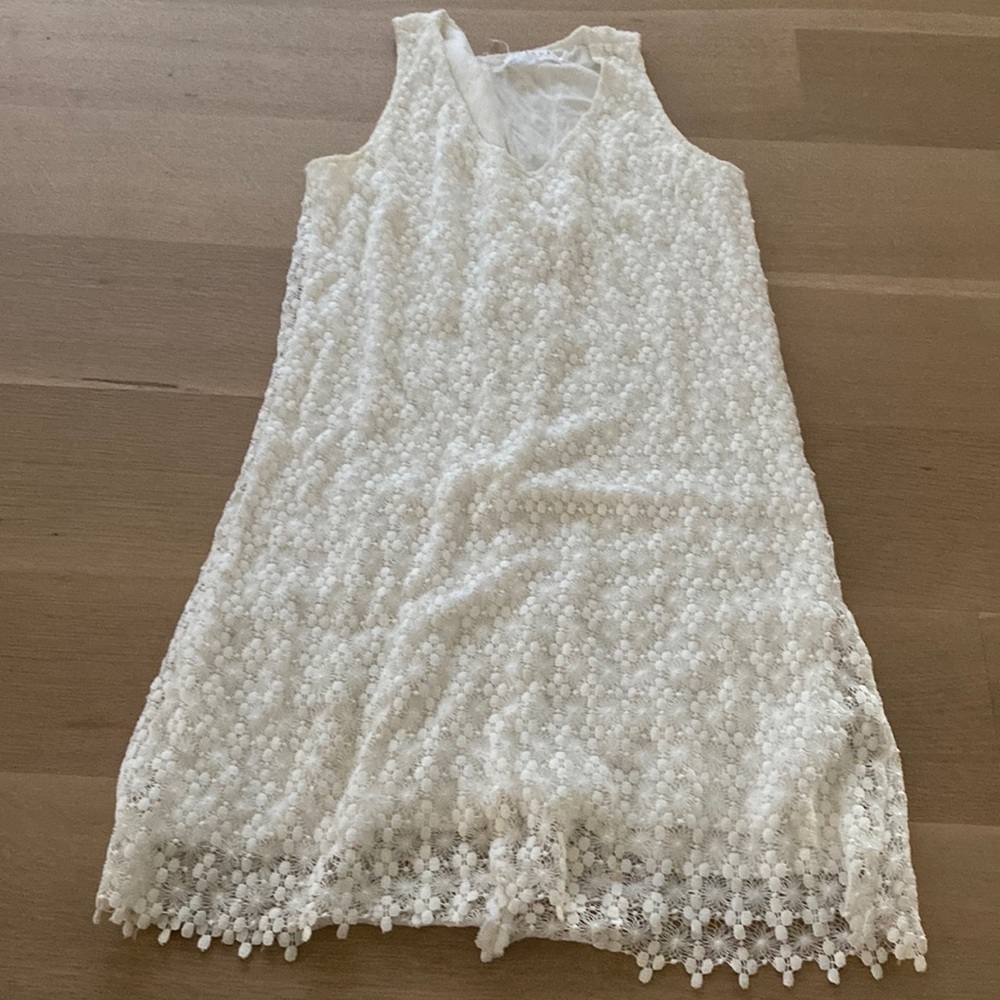 Crochet white cotton lace dress by Velvet Graham & Spencer lined size S small